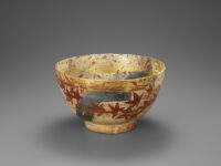 Images of the works : Bowl, cherry blossoms, red leaves and cloud design, overglaze enamels and gold